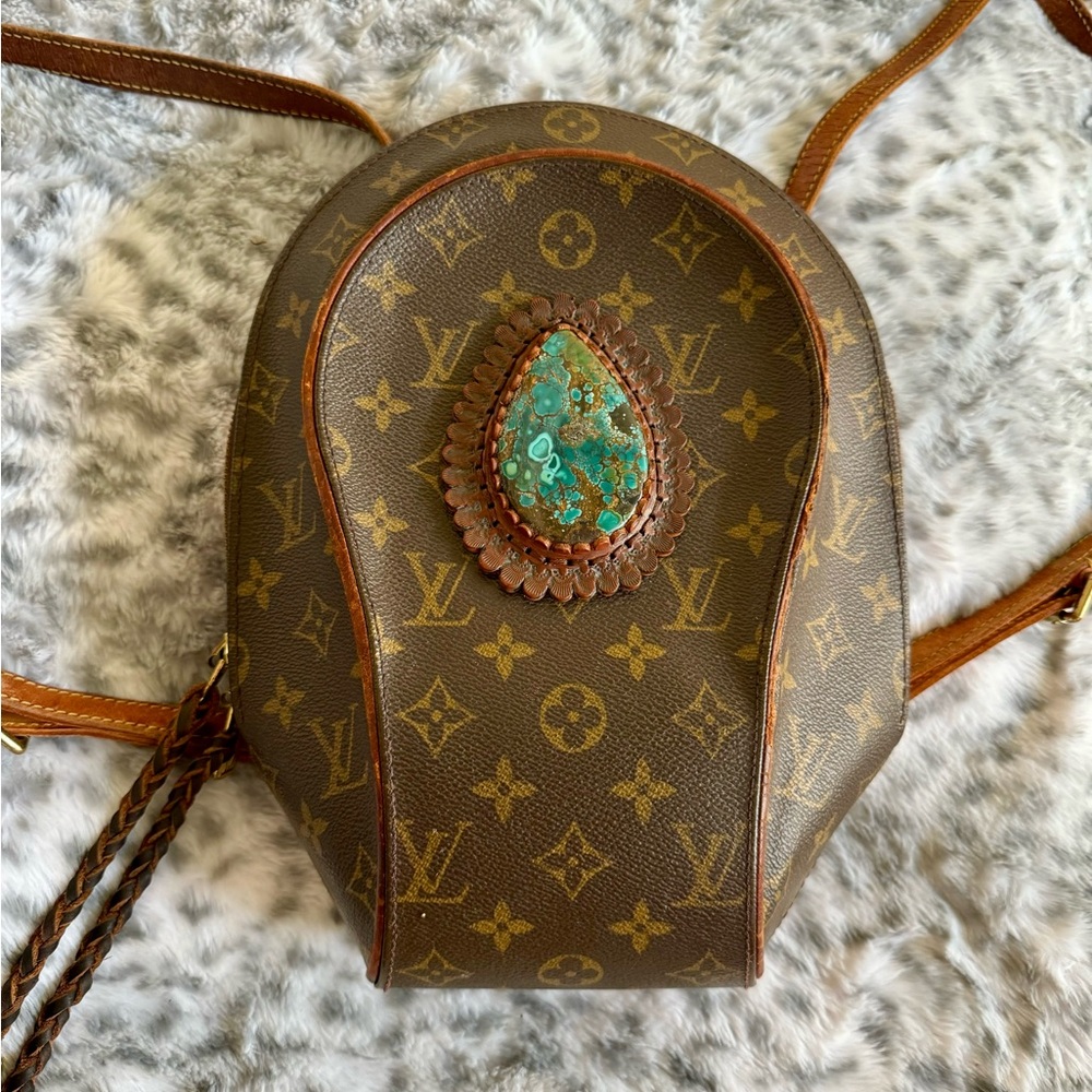 L-V Brown Monogram Backpack w/Turquoise Accent by Southern Gypsy & Coin purse